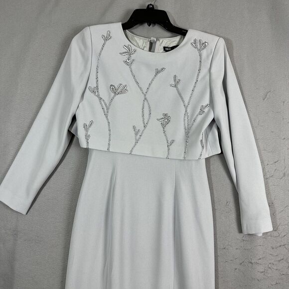 Rimini by Shaw Embellished Jacket & Sleeveless Long Dress Set Size 8 Gray - Picture 4 of 11